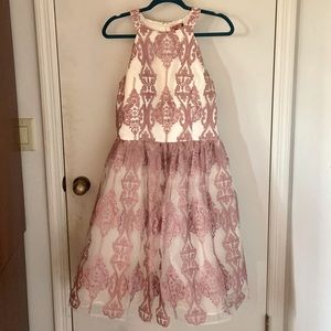 Irredentist Pink and White Lace Dress
